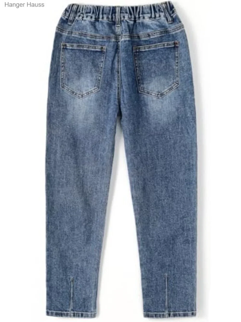 Girls Straight Leg Jeans Elastic Waist 4 Pockets Stretch Denim Pants
